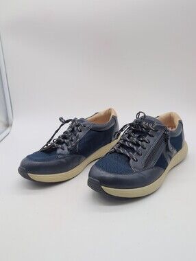 TRAQ by Alegria Navy Blue Smart Walking Sneakers Side Zip Shoes Size 41 / 10
